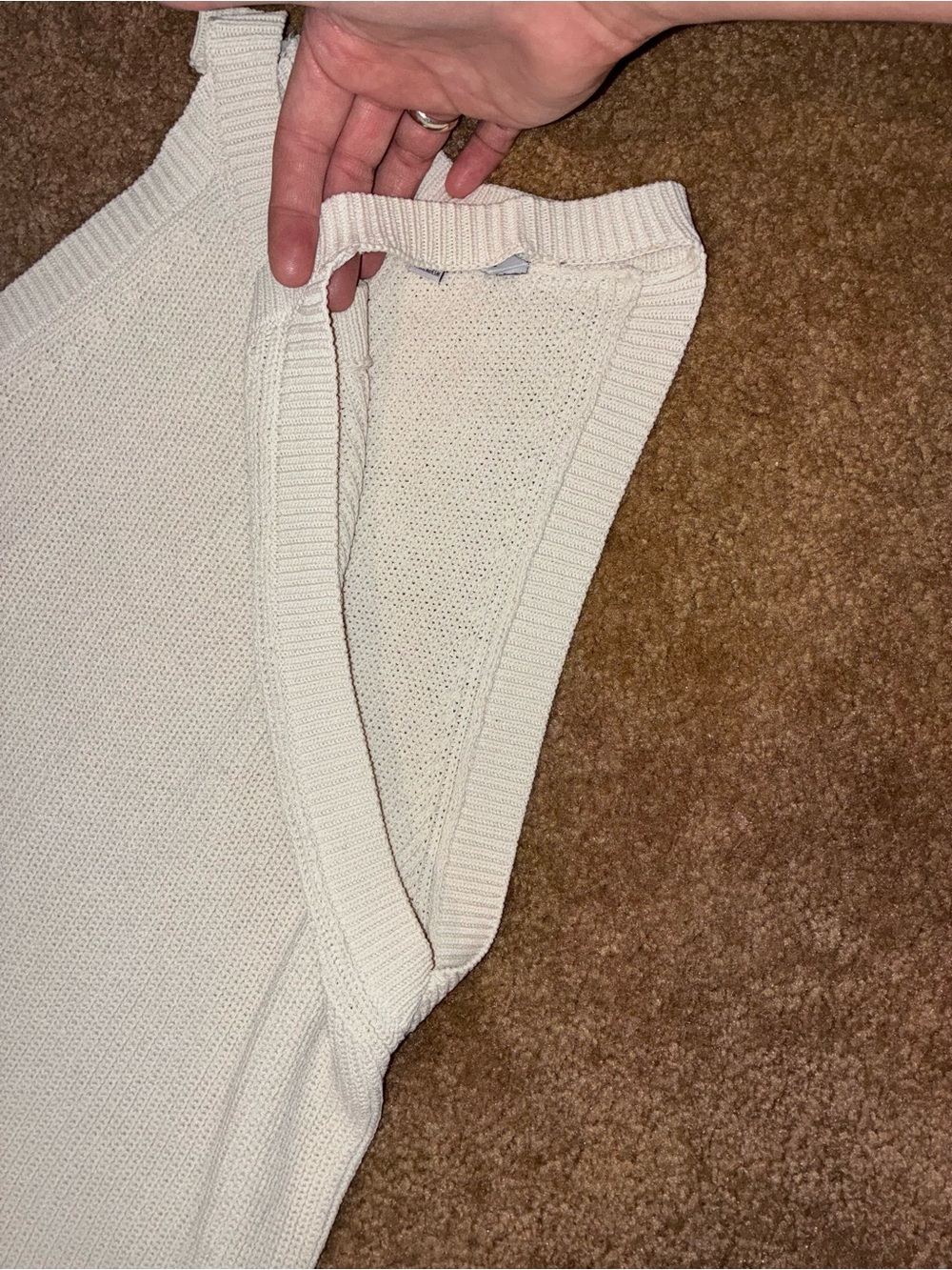 Ophelia Roe Cream Ribbed Halter Tank - Picture 5 of 7